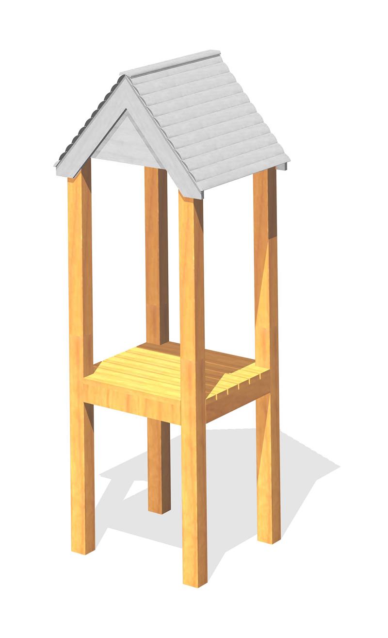 Technical render of a Tower Posts and Deck (1200mm)